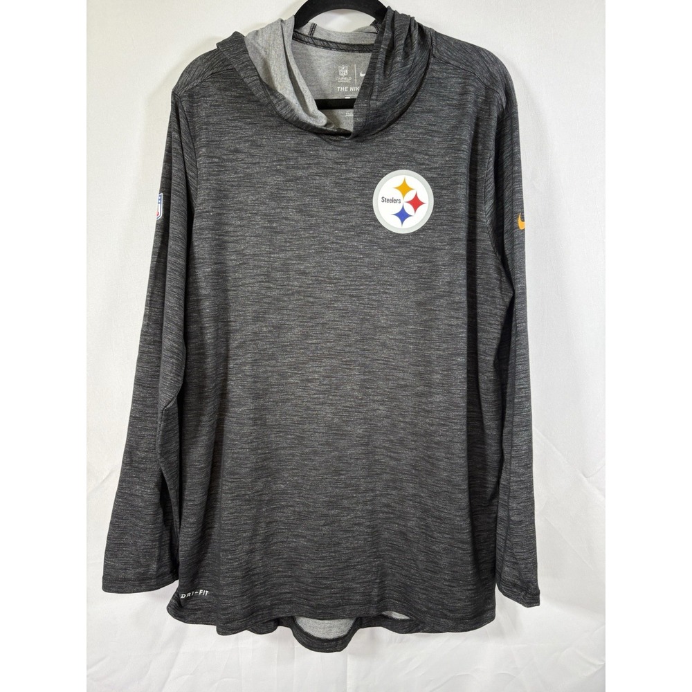 Nike shirt with hood size L dri-fit pittsburgh steelers long sleeves